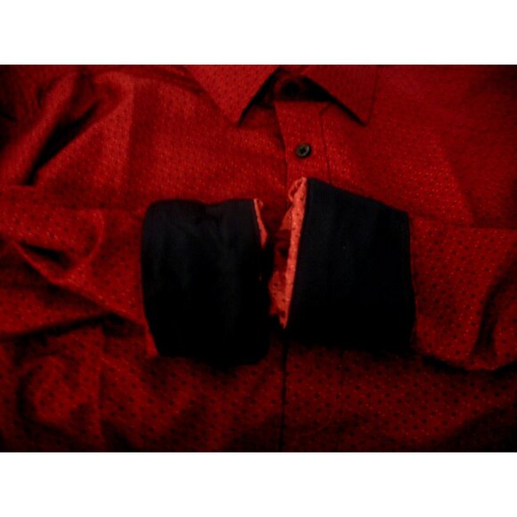 Unknown Brand Luxury Red/Blue Patterned SHIRT SZ Medium, Flip cuffs long sleeve. - Picture 11 of 13